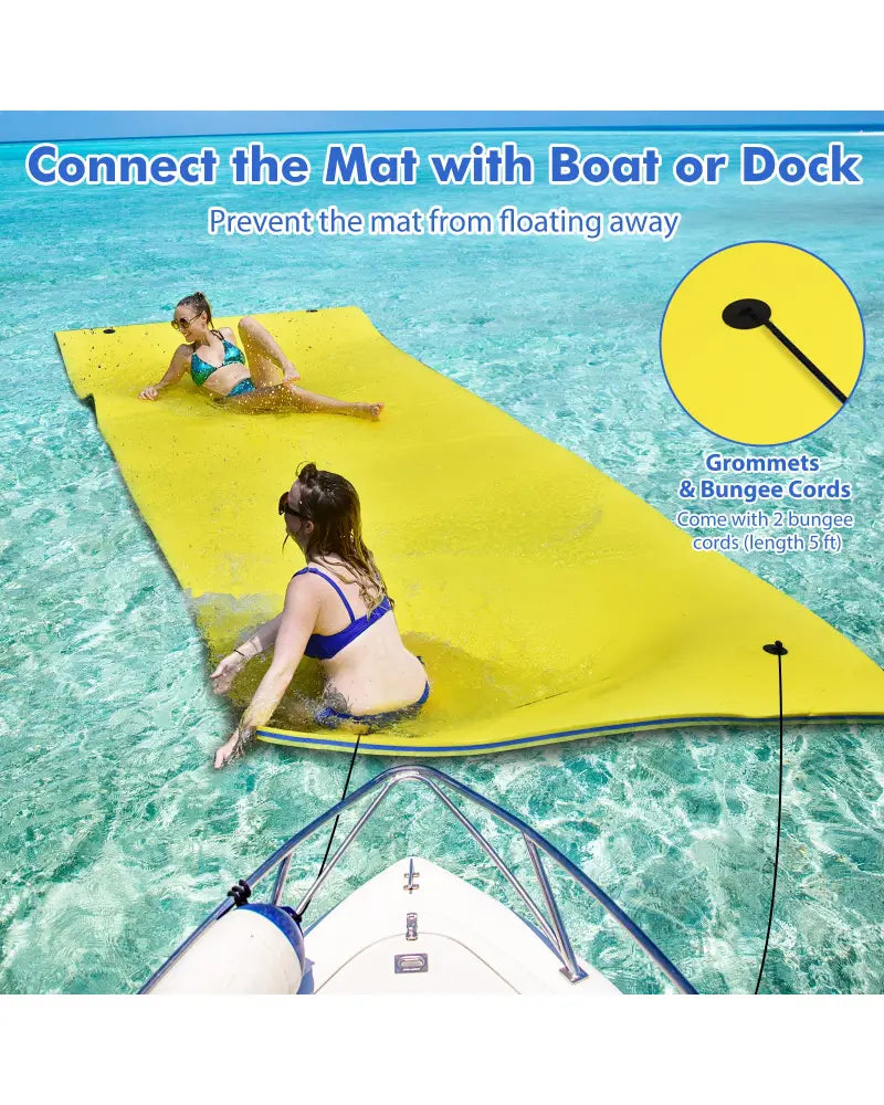 9’ x 6’ 3 Layer Floating Water Pad Foam Mat -Yellow - Yellow - Swimming