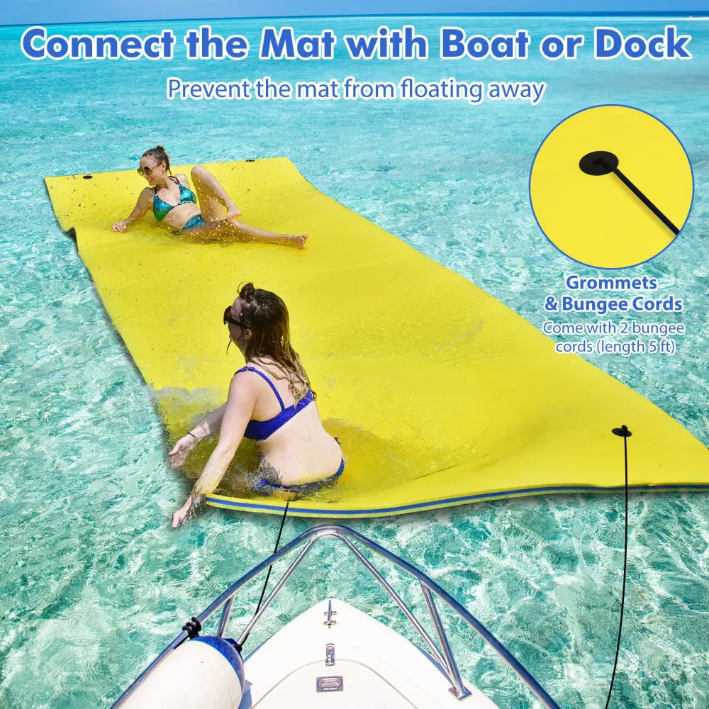 9’ x 6’ 3 Layer Floating Water Pad Foam Mat -Yellow - Yellow - Swimming