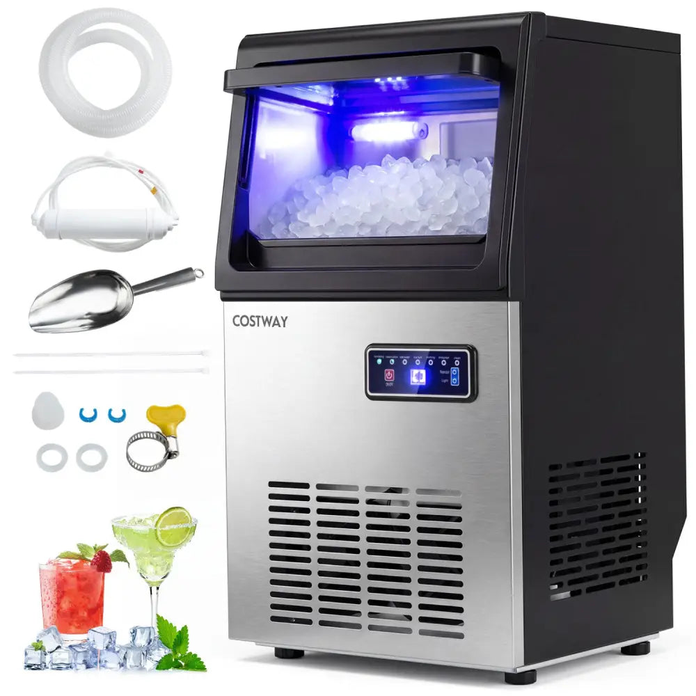 90 LBS/24H Commercial Nugget Ice Maker with Self-Cleaning - Ice Makers