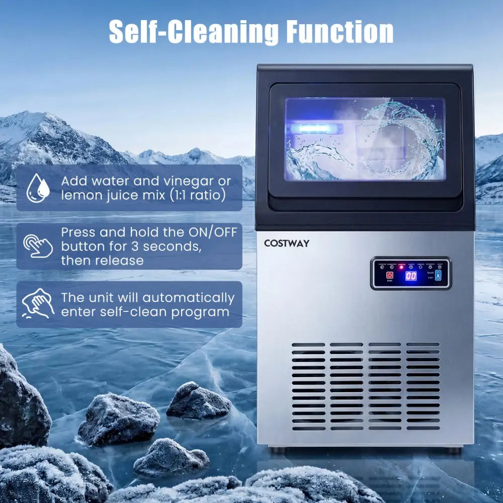 90 LBS/24H Commercial Nugget Ice Maker with Self-Cleaning - Ice Makers