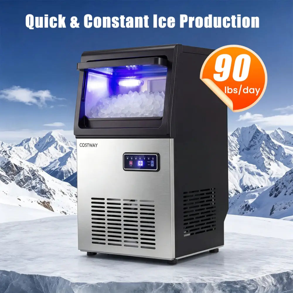90 LBS/24H Commercial Nugget Ice Maker with Self-Cleaning - Ice Makers