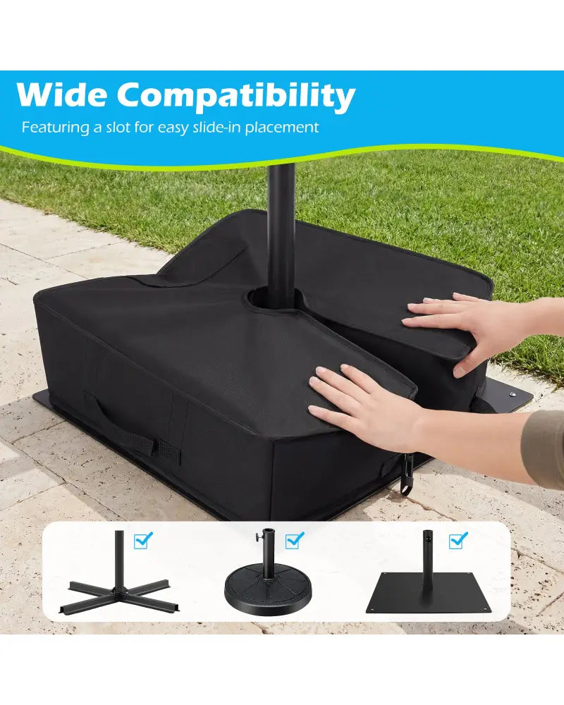 90 LBS Sand-fillable Umbrella Base Weight-Black - Black - Outdoor Umbrella Bases