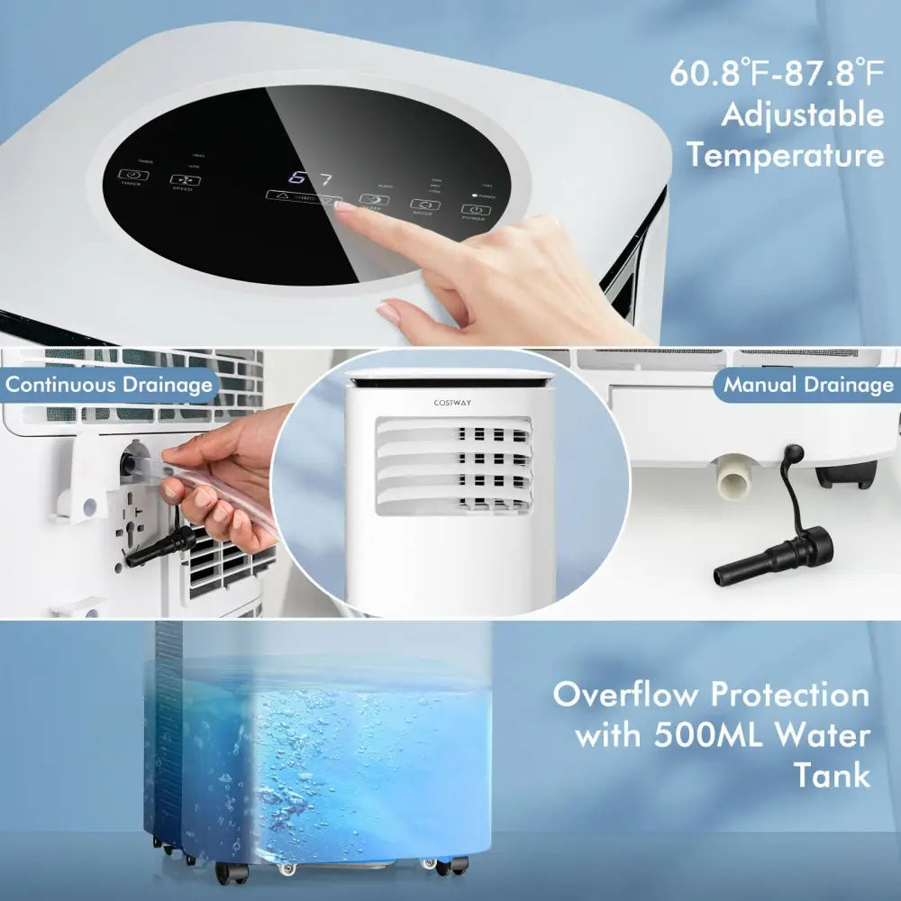 9000 BTU 3 in 1 Portable Air Conditioner with Fan and Dehumidifier-White - White - Portable Air Conditioners