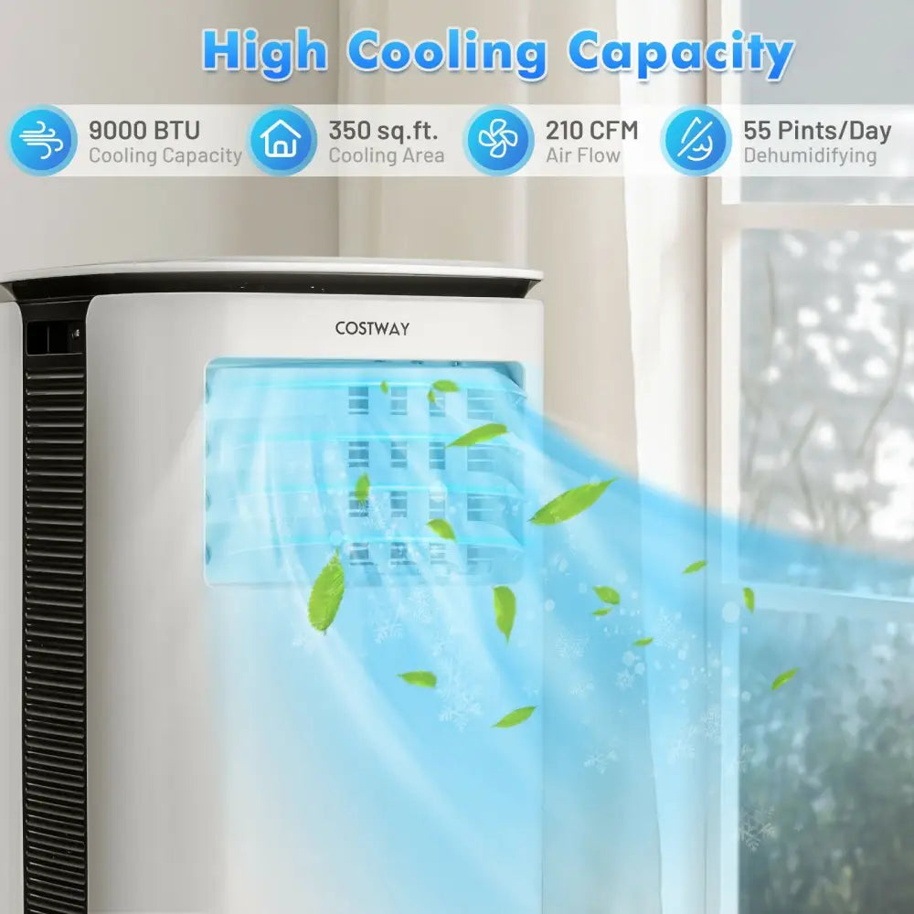 9000 BTU 3 in 1 Portable Air Conditioner with Fan and Dehumidifier-White - White - Portable Air Conditioners