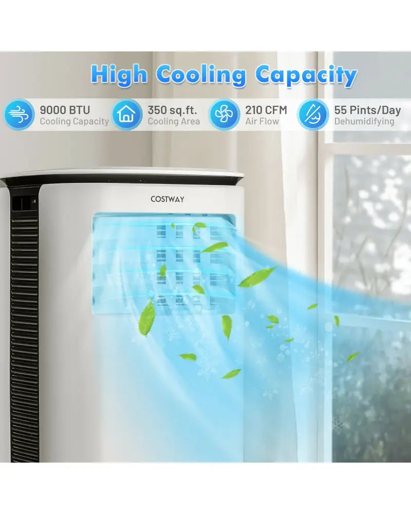 9000 BTU 3 in 1 Portable Air Conditioner with Fan and Dehumidifier-White - White - Portable Air Conditioners