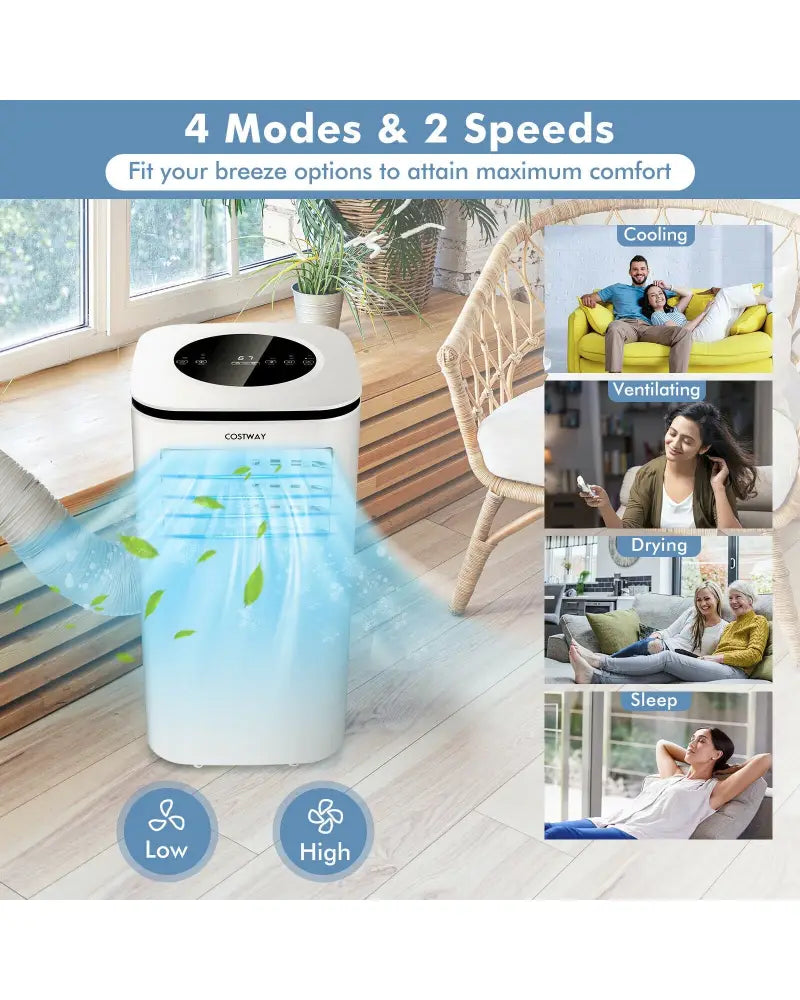 9000 BTU 3 in 1 Portable Air Conditioner with Fan and Dehumidifier-White - White - Portable Air Conditioners