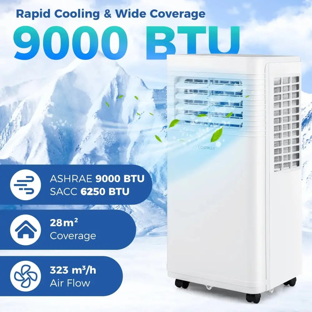 9000 BTU Portable Air Conditioner 3 in 1 AC Unit with Fan and Dehumidifier Costway