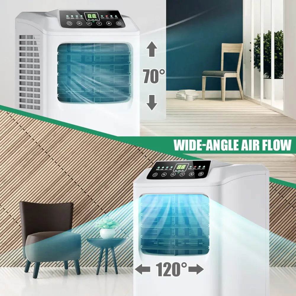 9000 BTU Portable Air Conditioner with Built-in Dehumidifier and Remote Control - Black & White - Portable Air