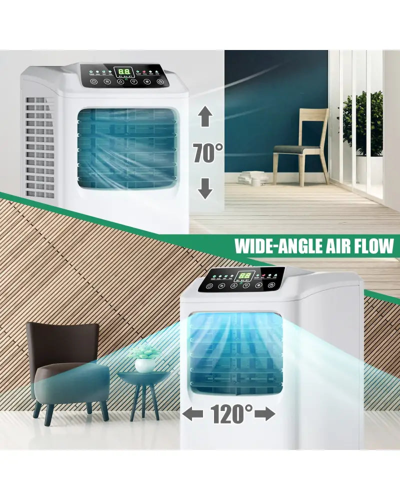 9000 BTU Portable Air Conditioner with Built-in Dehumidifier and Remote Control - Black & White - Portable Air