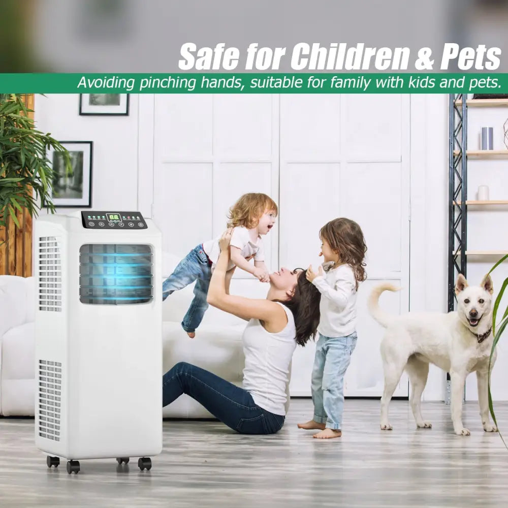 9000 BTU Portable Air Conditioner with Built-in Dehumidifier and Remote Control - Black & White - Portable Air
