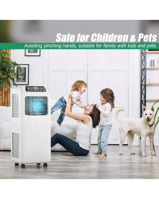 9000 BTU Portable Air Conditioner with Built-in Dehumidifier and Remote Control - Black & White - Portable Air