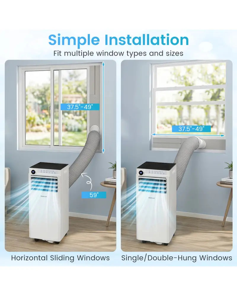 9000 BTU Portable Air Conditioner with Dehumidifier and 24H Timer-White - White - Portable Air Conditioners