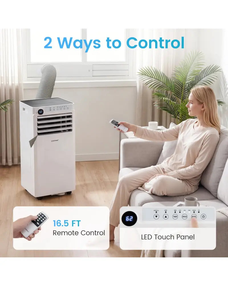 9000 BTU Portable Air Conditioner with Dehumidifier and 24H Timer-White - White - Portable Air Conditioners
