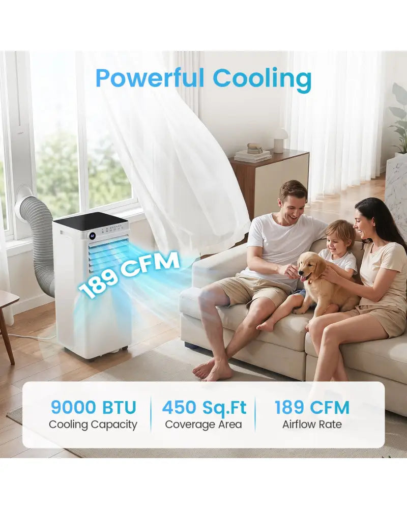 9000 BTU Portable Air Conditioner with Dehumidifier and 24H Timer-White - White - Portable Air Conditioners