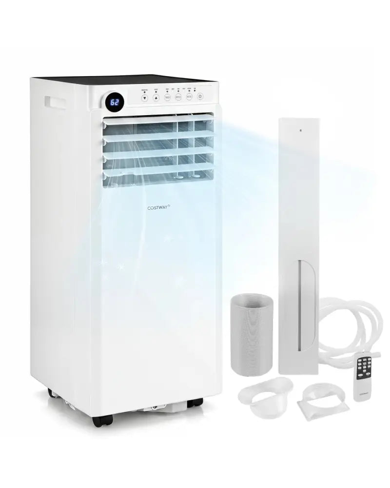 9000 BTU Portable Air Conditioner with Dehumidifier and 24H Timer-White - White - Portable Air Conditioners