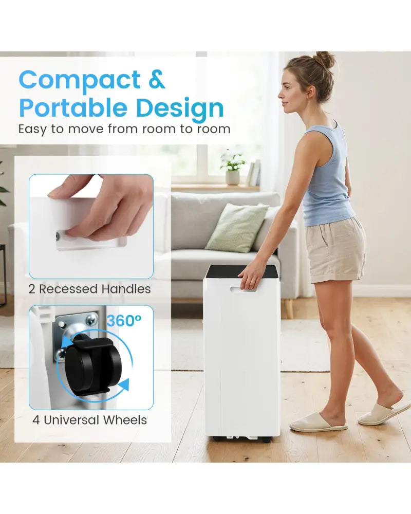 9000 BTU Portable Air Conditioner with Dehumidifier and 24H Timer-White - White - Portable Air Conditioners