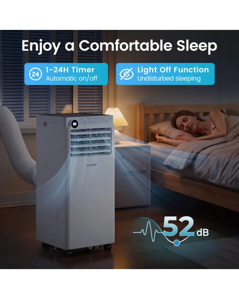 9000 BTU Portable Air Conditioner with Dehumidifier and 24H Timer-White - White - Portable Air Conditioners