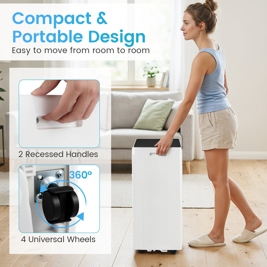 9000 BTU Portable Air Conditioner with Dehumidifier and 24H Timer-White