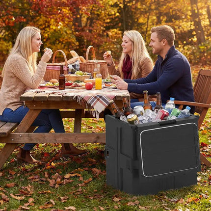 91 Qt Insulated Food Pan Carrier with Door Shafts-Black Costway
