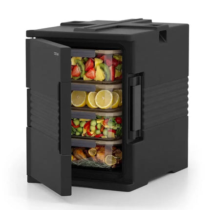91 Qt Insulated Food Pan Carrier with Door Shafts-Black Costway