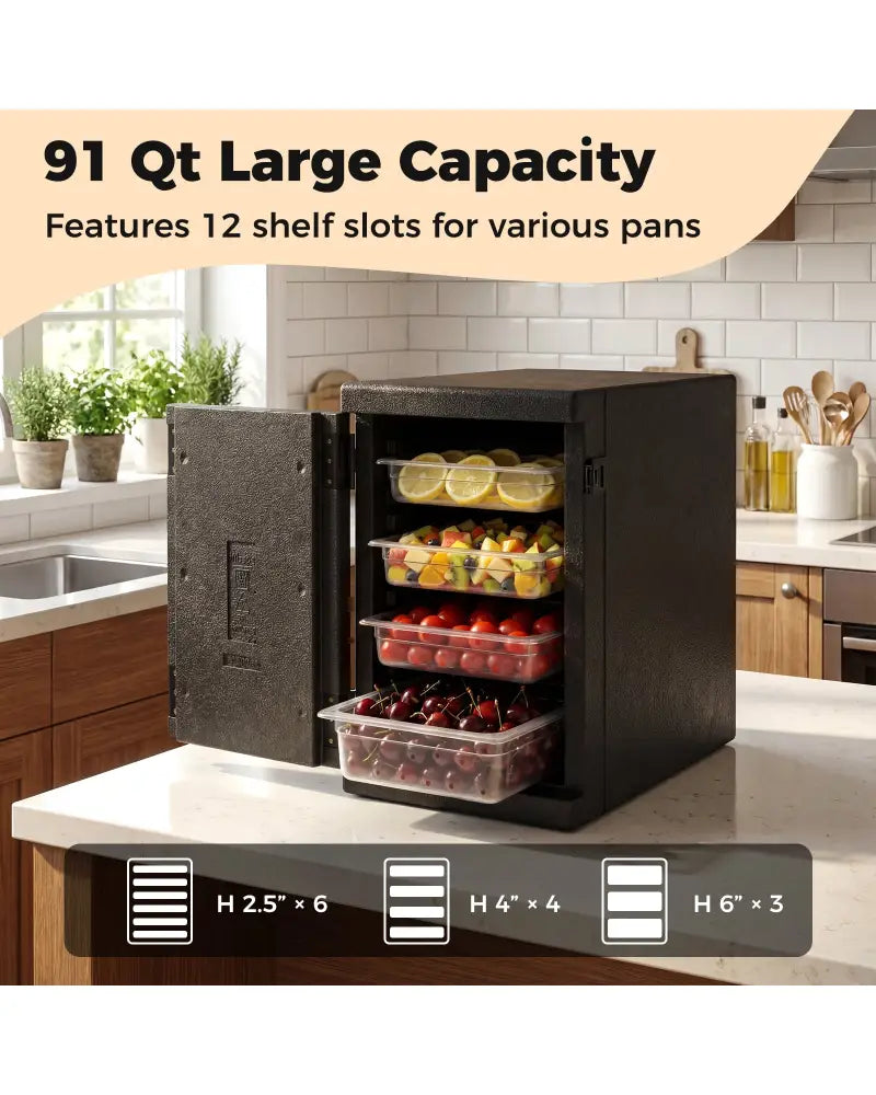 91 Qt Insulated Food Pan Carrier with Safety Buckles - Coolers