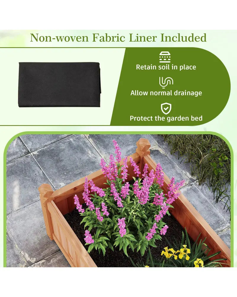 91 x 24 x 16 Inch Divisible Planter Box with Corner Drainage and Non-woven Liner for Growing Vegetables-Brown - Brown