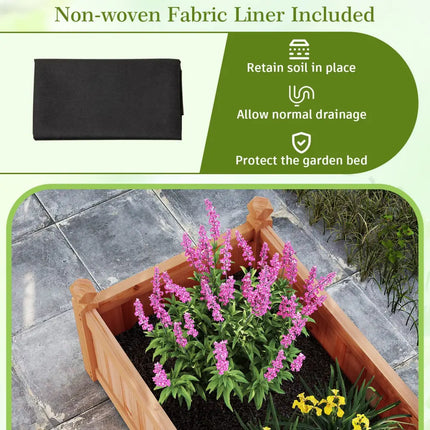 91 x 24 x 16 Inch Divisible Planter Box with Corner Drainage and Non-woven Liner for Growing Vegetables-Brown - Brown