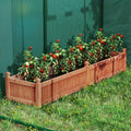 91 x 24 x 16 Inch Divisible Planter Box with Corner Drainage and Non-woven Liner for Growing Vegetables-Brown - Brown