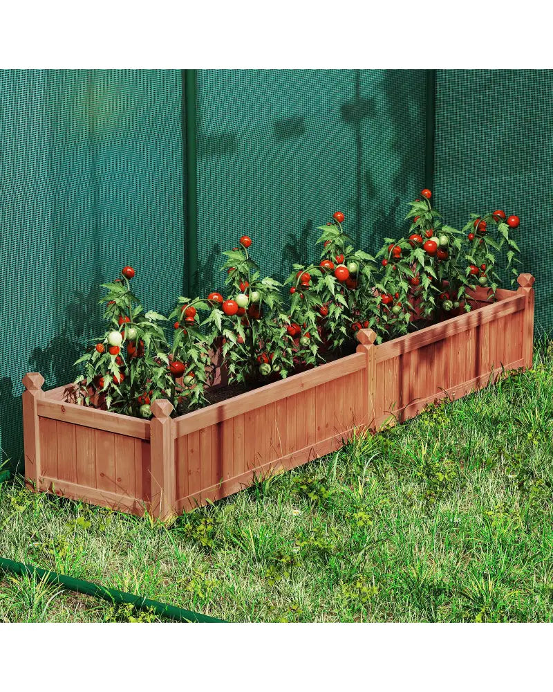 91 x 24 x 16 Inch Divisible Planter Box with Corner Drainage and Non-woven Liner for Growing Vegetables-Brown - Brown