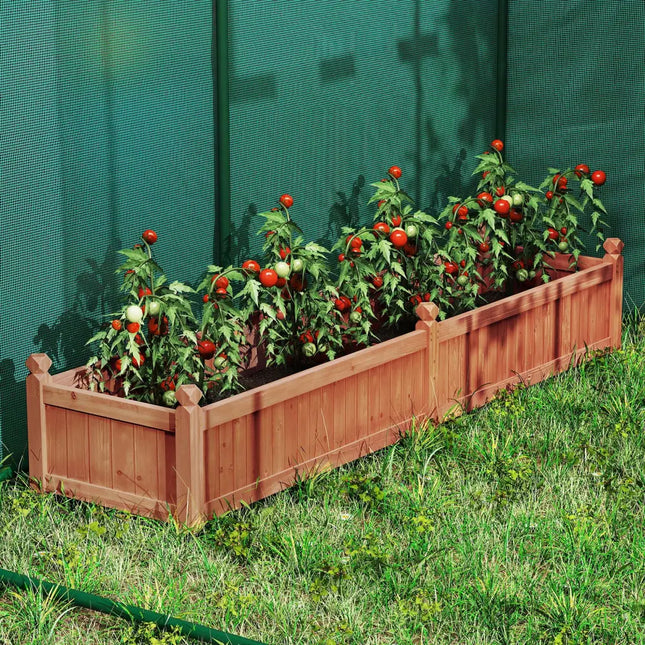 91 x 24 x 16 Inch Divisible Planter Box with Corner Drainage and Non-woven Liner for Growing Vegetables-Brown - Brown