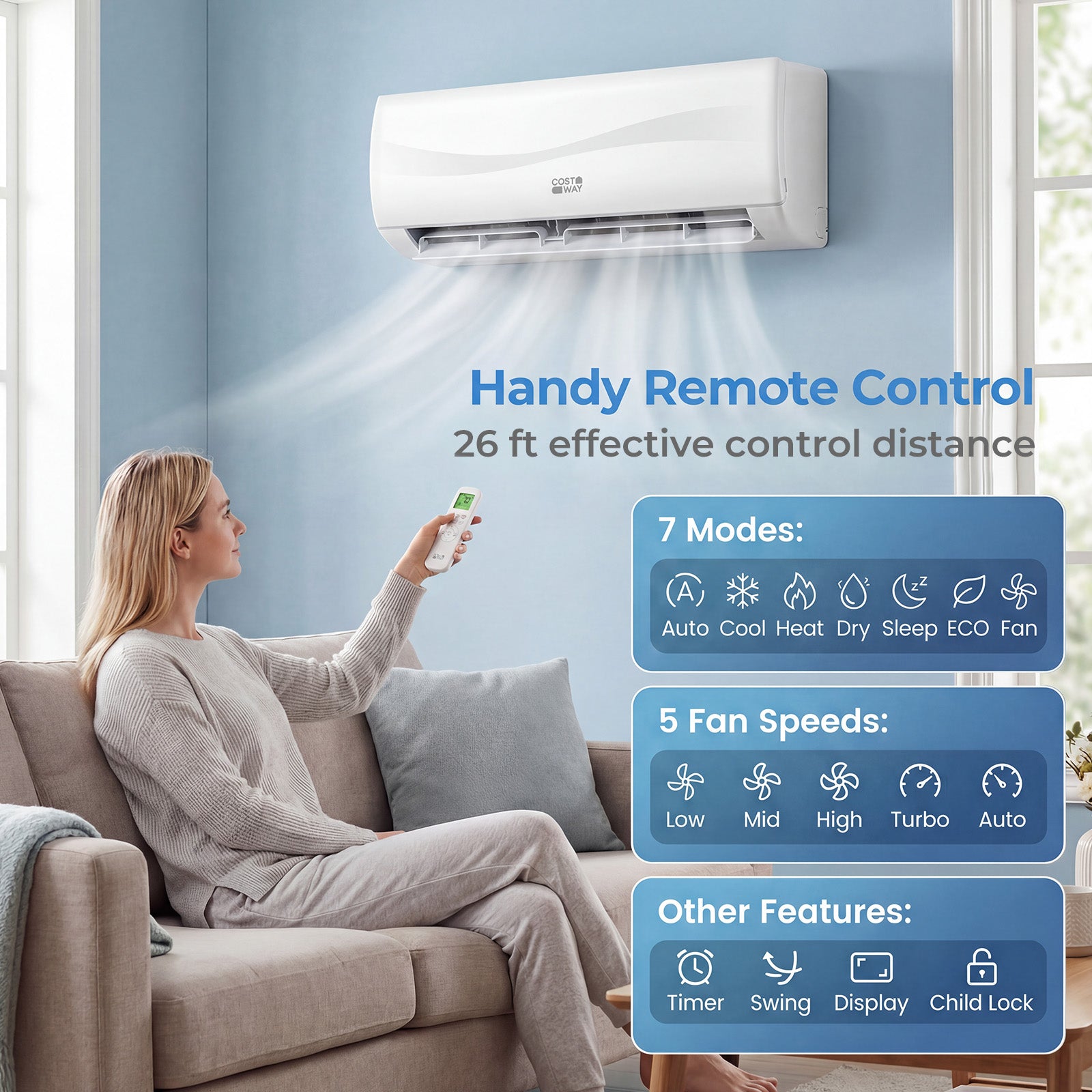 Blast Series 9100 BTU 20.5 SEER2 115V Mini Split Air Conditioner with Heat Pump