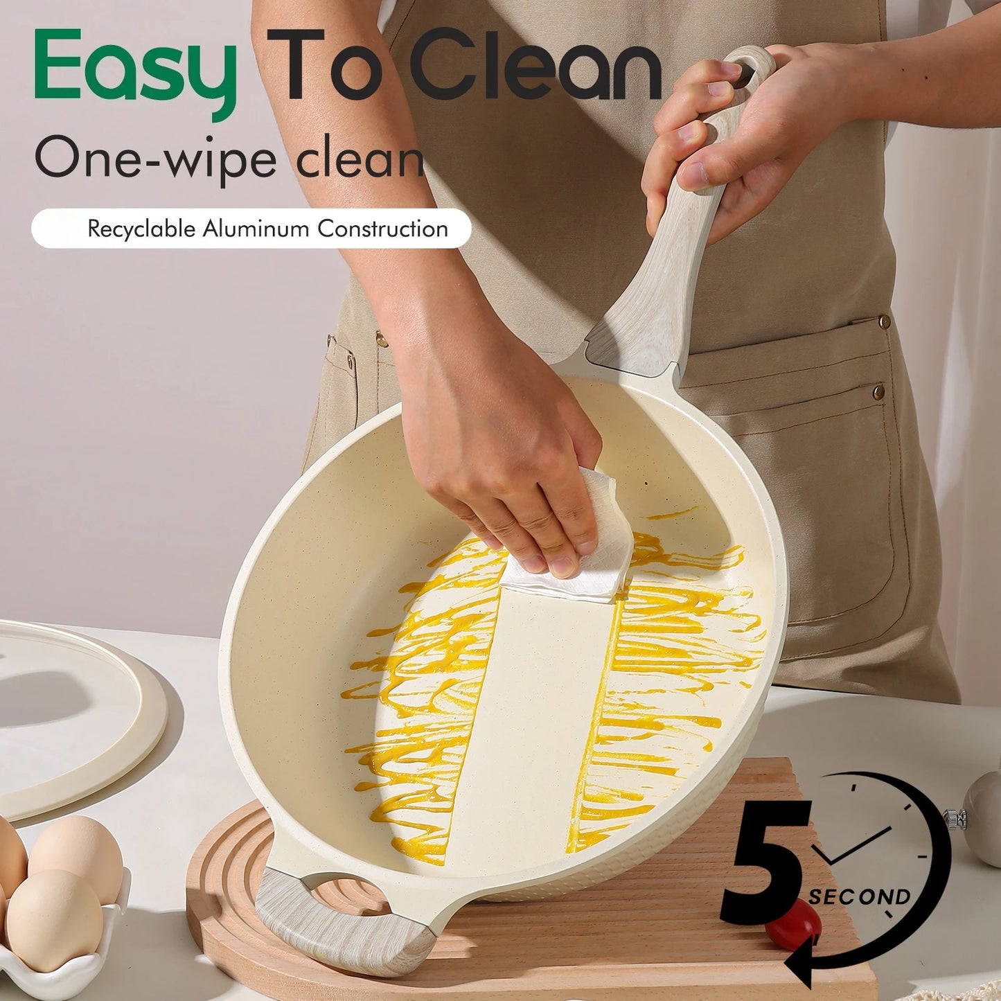 DONNOR 15-Piece Non-Stick Cookware Set – Granite Pots & Pans with Lids, Silicone Handles, Compatible with All Stoves