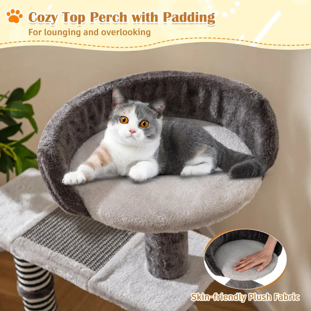 93 CM Tall Cat Tree Kitten Tower with Sisal and Jute Scratching Posts-Gray - Gray - Cat Trees Condos & Scratchers