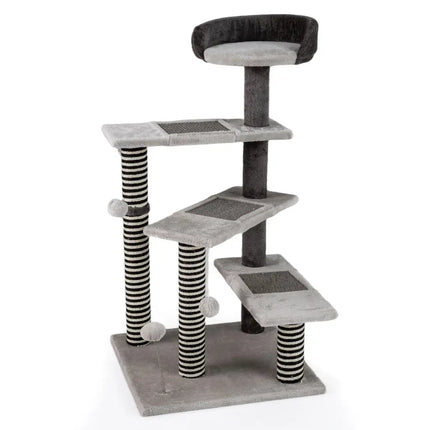 93 CM Tall Cat Tree Kitten Tower with Sisal and Jute Scratching Posts - Gray - Oasis Home Essentials