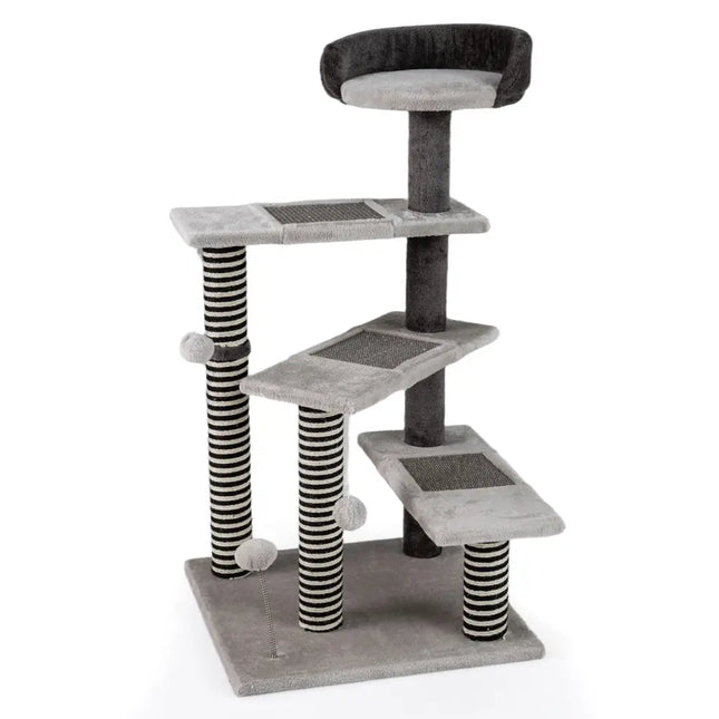 93 CM Tall Cat Tree Kitten Tower with Sisal and Jute Scratching Posts - Gray - Oasis Home Essentials