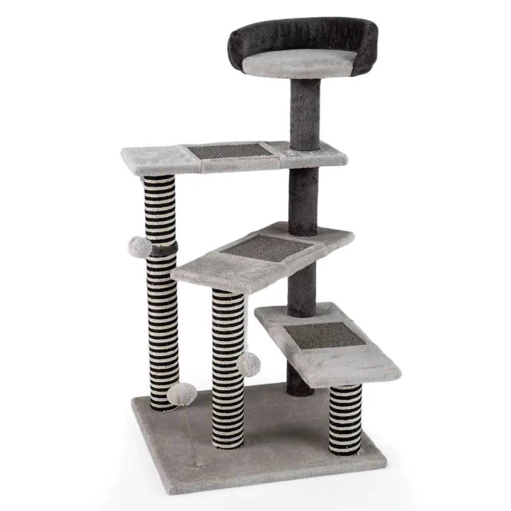 93 CM Tall Cat Tree Kitten Tower with Sisal and Jute Scratching Posts-Gray - Gray - Cat Trees Condos & Scratchers