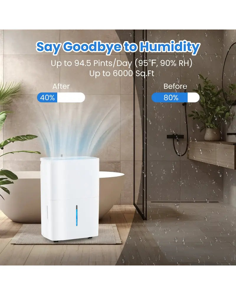 94.5 Pints Dehumidifier with 24H Timer and LED Display-White - White - Dehumidifiers