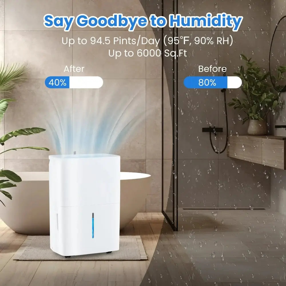 94.5 Pints Dehumidifier with 24H Timer and LED Display-White Costway