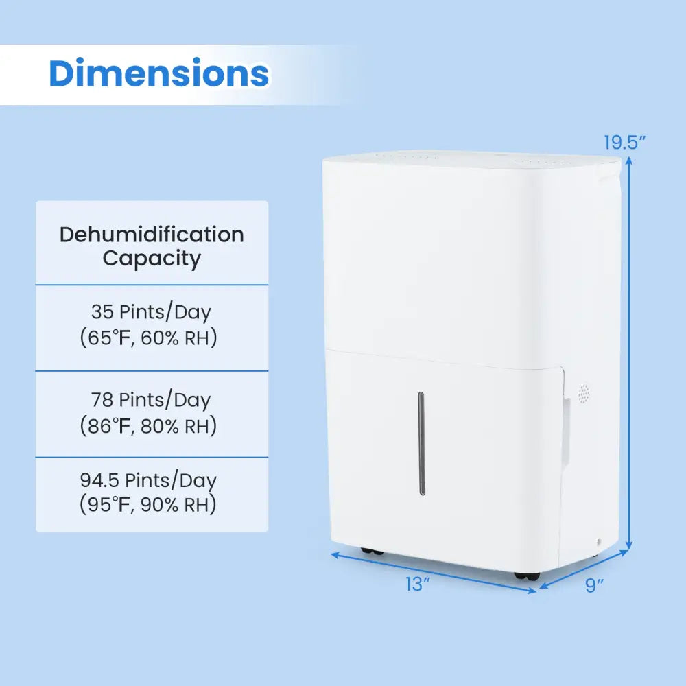 94.5 Pints Dehumidifier with 24H Timer and LED Display-White - White - Dehumidifiers