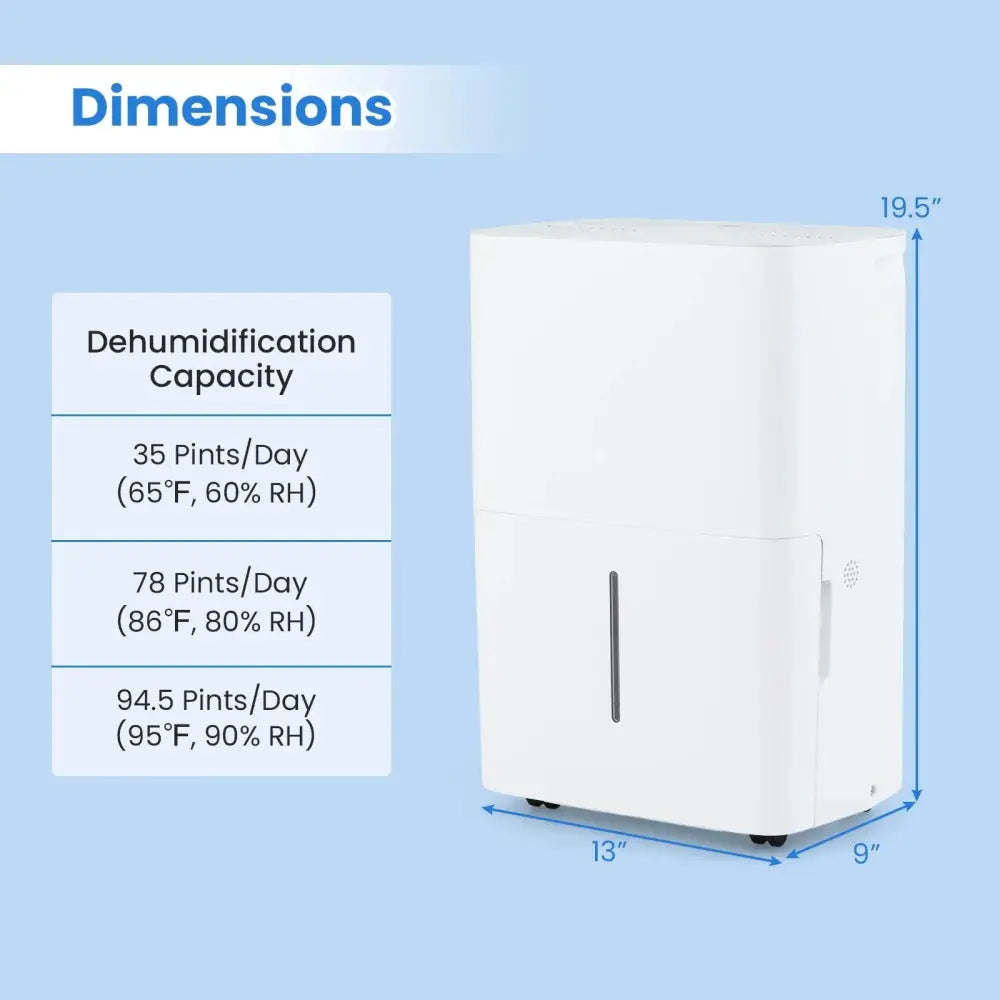94.5 Pints Dehumidifier with 24H Timer and LED Display-White Costway