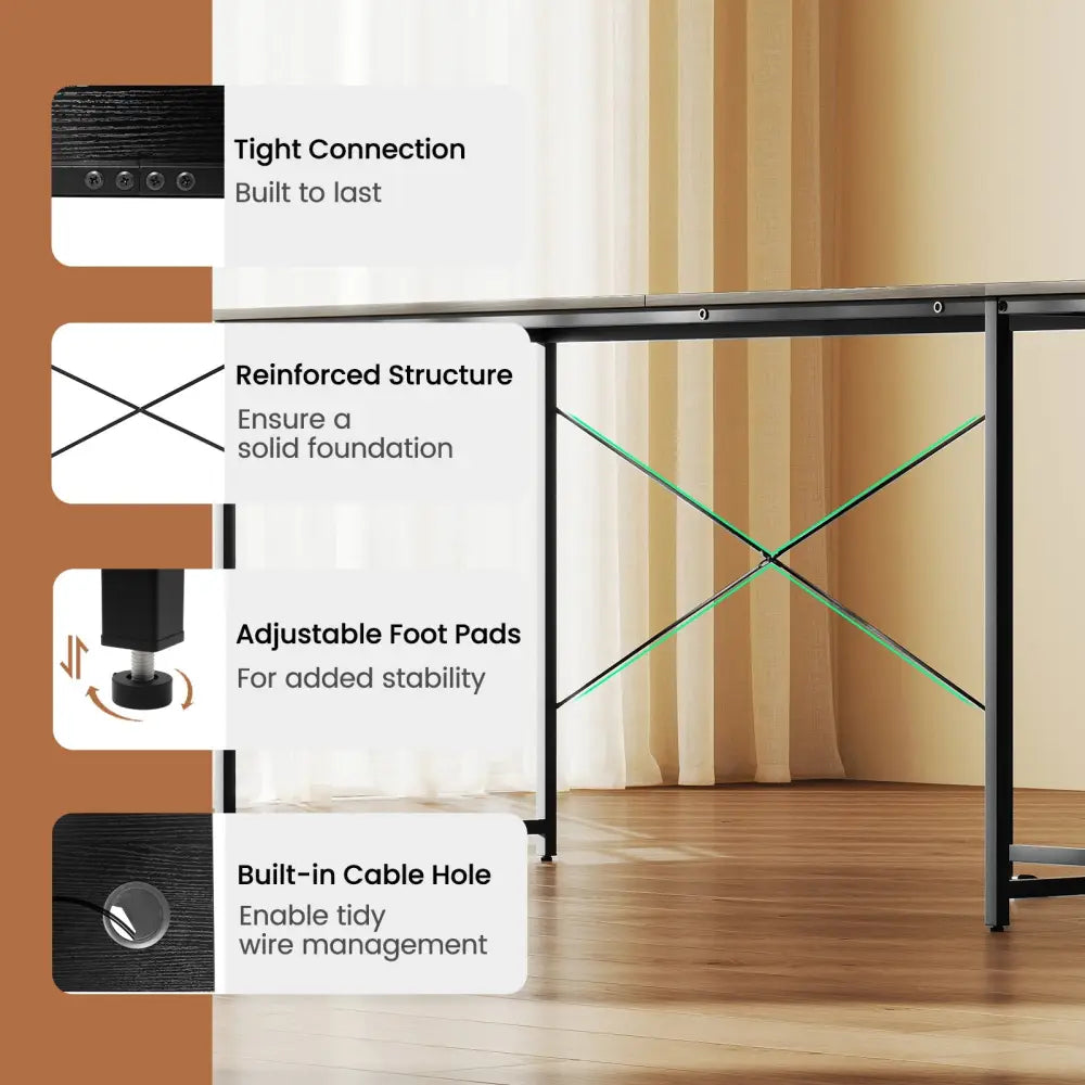 95 Inch 2-Person L-Shaped Long Reversible Computer Desk with Monitor Stand-Black - Black - L-Shaped Desks