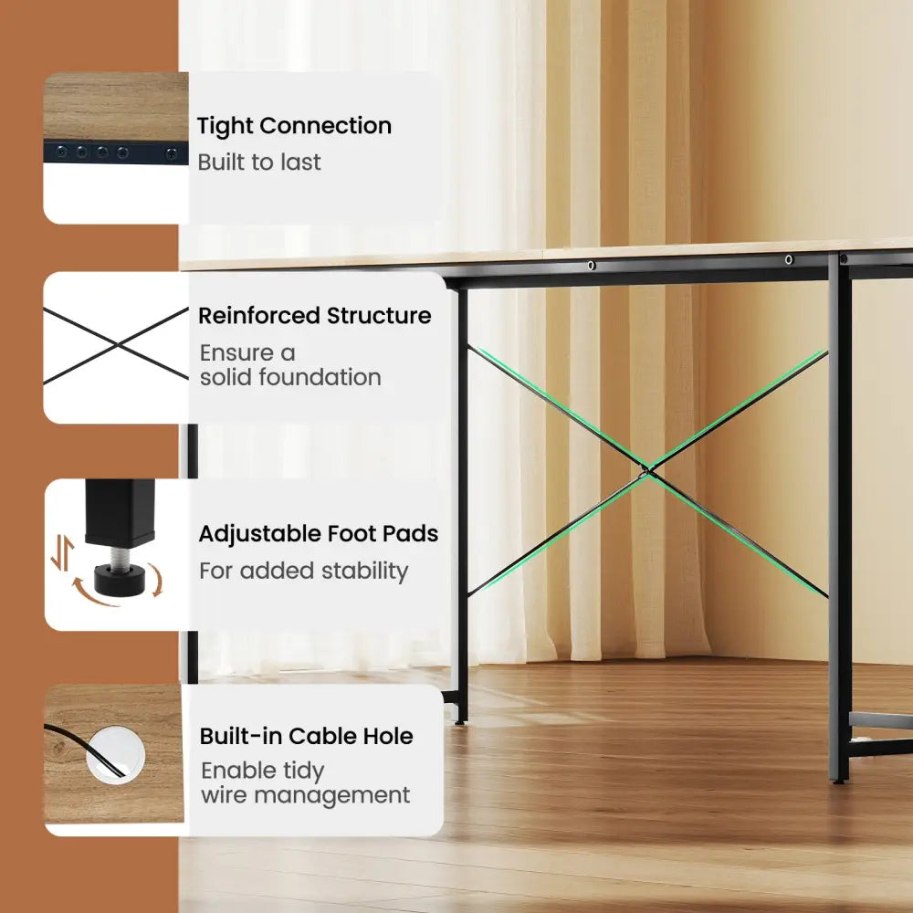 95 Inch 2-Person L-Shaped Long Reversible Computer Desk with Monitor Stand-Natural - Natural - L-Shaped Desks