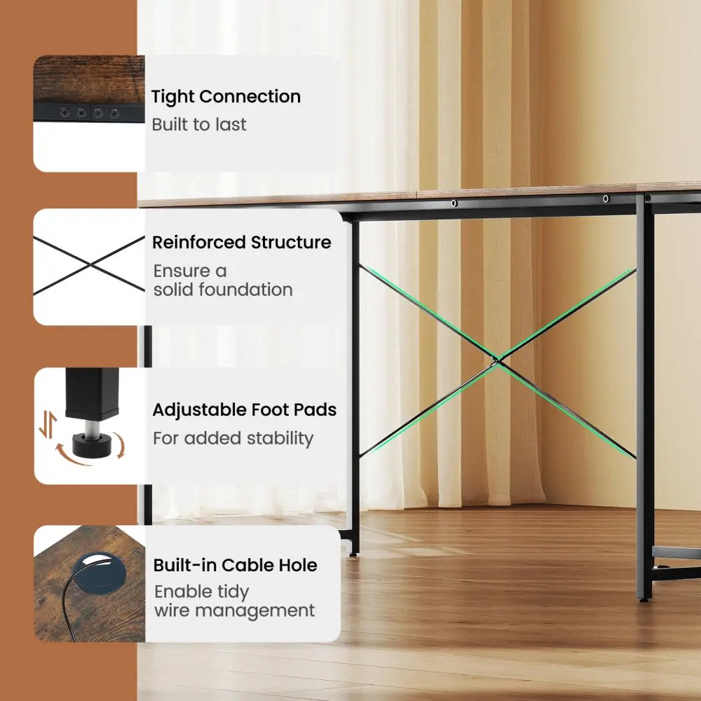 95 Inch 2-Person L-Shaped Long Reversible Computer Desk with Monitor Stand-Rustic Brown - Rustic Brown - L-Shaped Desks