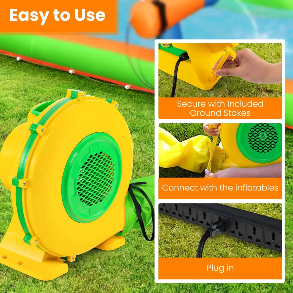 950W Air Blower Air Pump Fan with Convenient Handle and Ground Stakes-950W - Yellow - Air Blowers