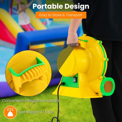 950W Air Blower Air Pump Fan with Convenient Handle and Ground Stakes-950W - Yellow - Air Blowers