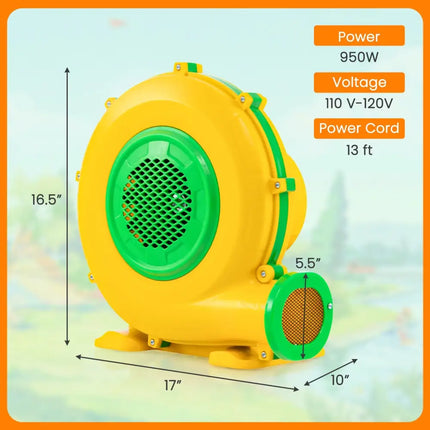 950W Air Blower Air Pump Fan with Convenient Handle and Ground Stakes-950W - Yellow - Air Blowers