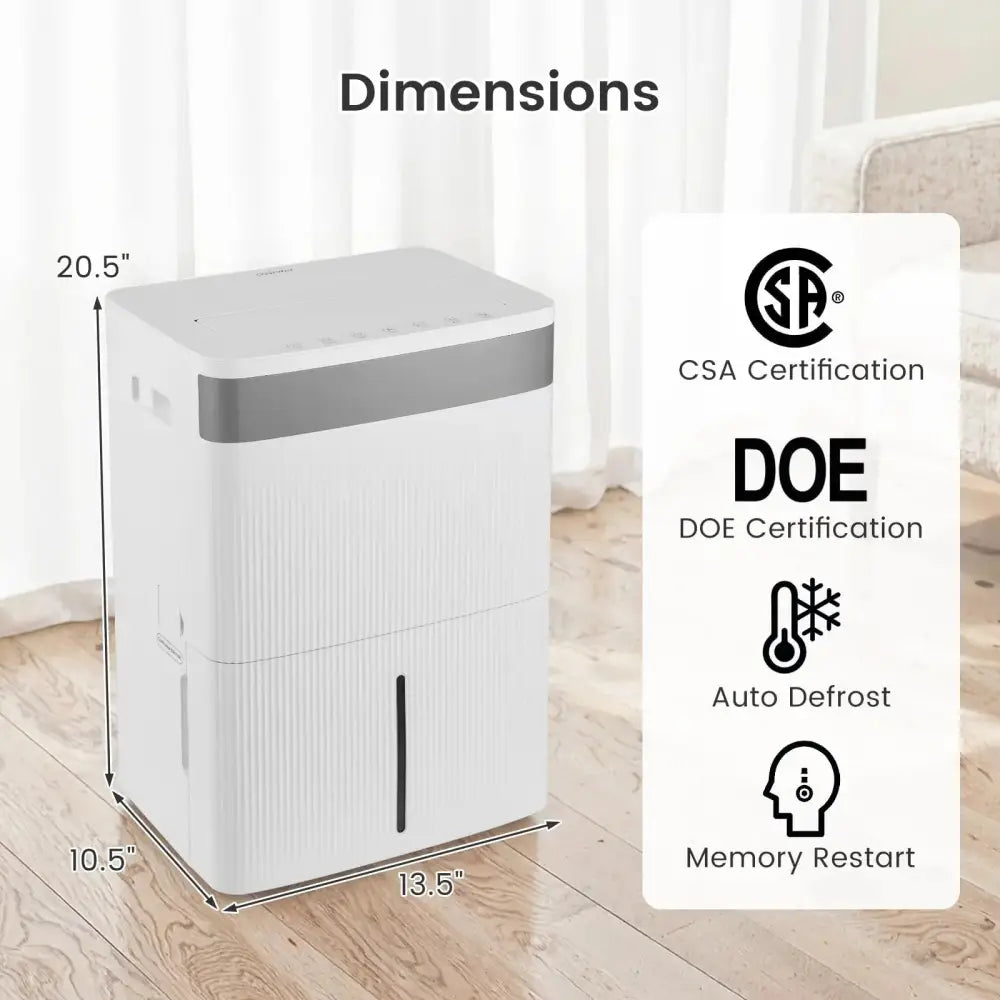 96 Pints Dehumidifier with 24H Timer and 3-Color Indicator-White Costway