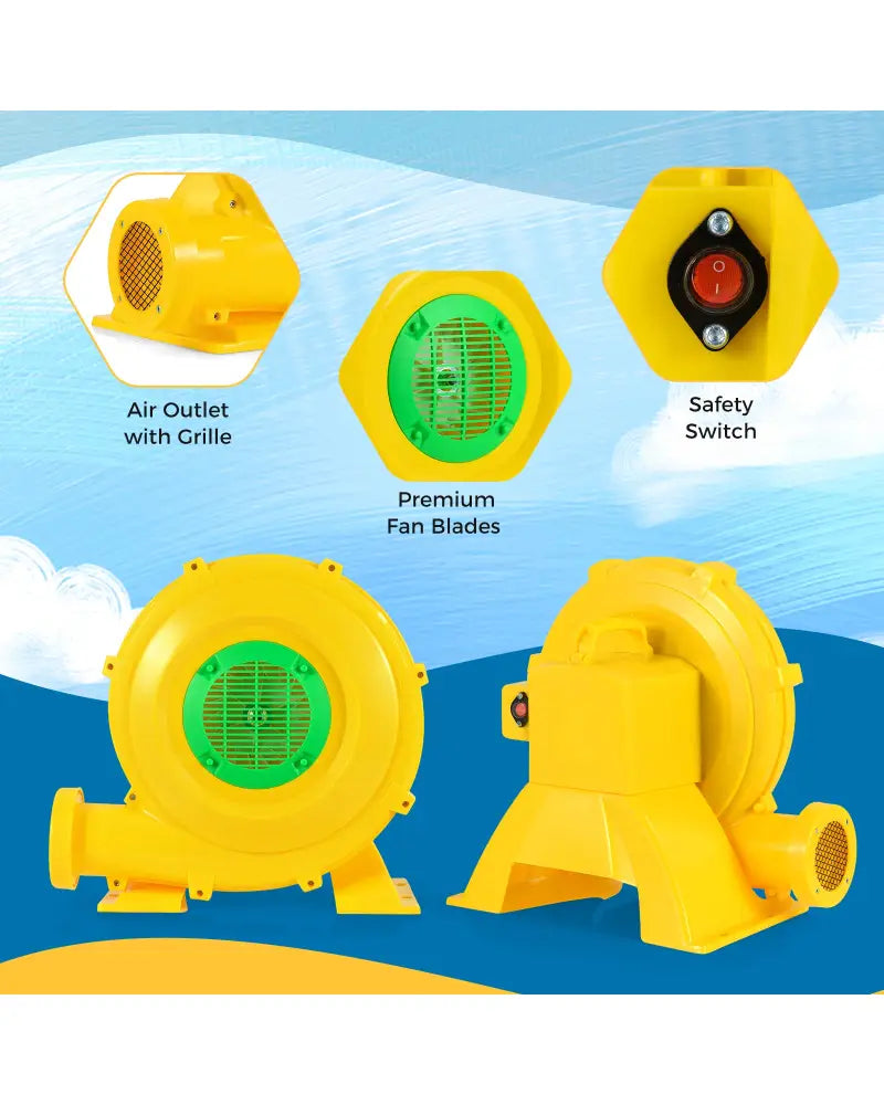 980W Bounce House Blower 1.31 HP Portable Air Pump Fan with Handle and Ground Stakes - Air Blowers