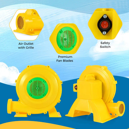 980W Bounce House Blower 1.31 HP Portable Air Pump Fan with Handle and Ground Stakes - Air Blowers