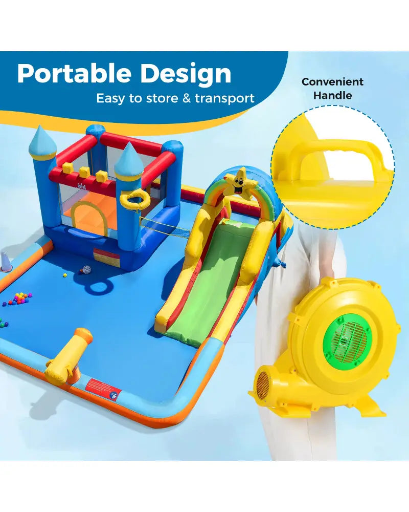 980W Bounce House Blower 1.31 HP Portable Air Pump Fan with Handle and Ground Stakes - Air Blowers